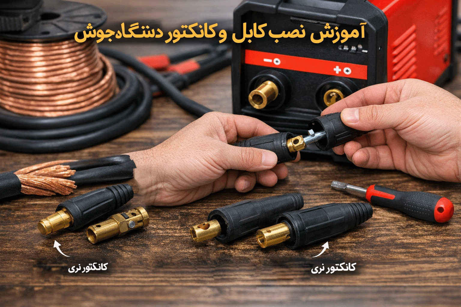 آموزش نصب کابل و کانکتور دستگاه جوش